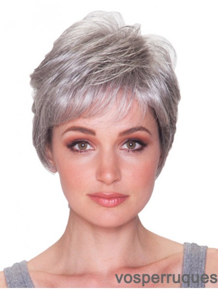 Gris perruques de cheveux gris coupe courte longueur style droit