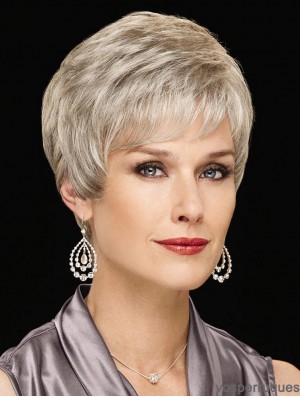 Perfect Short Wavy 6  inchSynthetic Grey Wigs