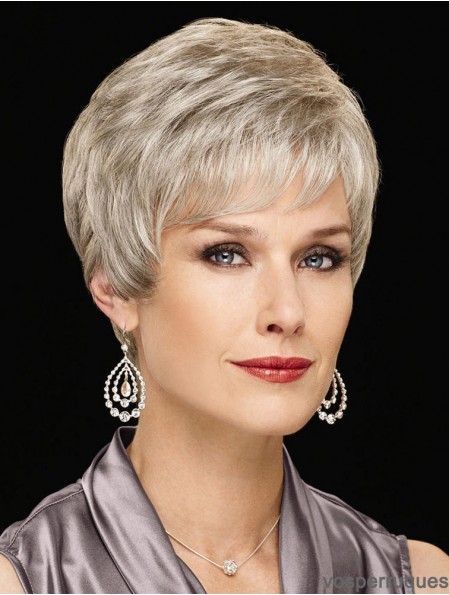 Perfect Short Wavy 6  inchSynthetic Grey Wigs