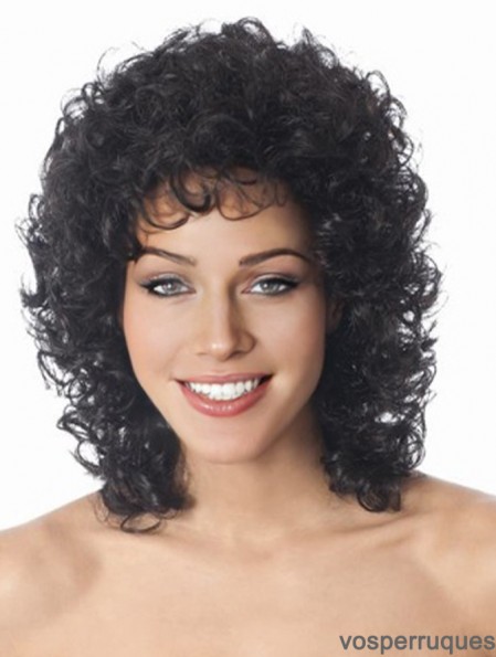 Longueur d'épaule noire bouclée en couches élégant perruques afro-américaines