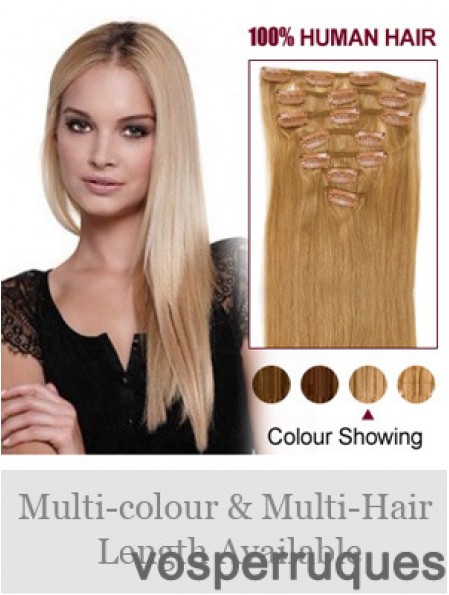 Top Blonde Straight Remy Hair Clip dans les extensions de cheveux