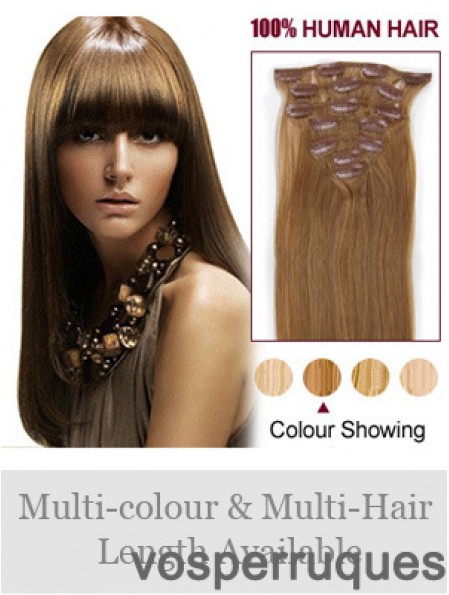 Coiffures Brown Straight Remy Hair Clip dans les extensions de cheveux