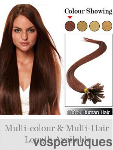 Auburn Straight Hairstyles Nail / U Tip Hair Extensions