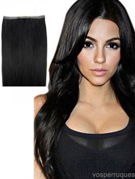 Extensions de trame noires de cheveux humains remy droits