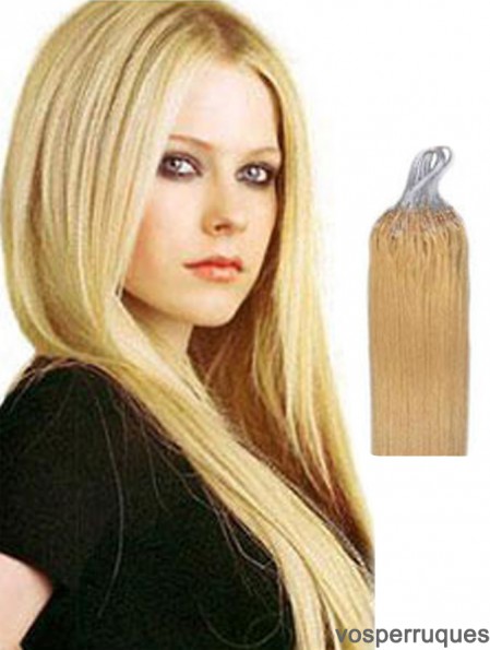 Rallonges de cheveux d'anneau de micro-boucle droite blonde élégante