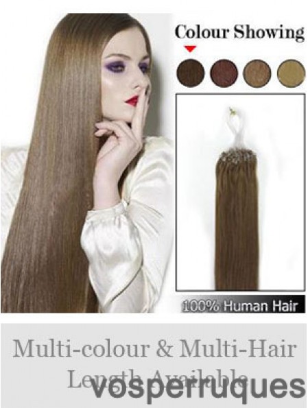 Extensions de cheveux d'anneau de micro boucle droite brun fabuleux