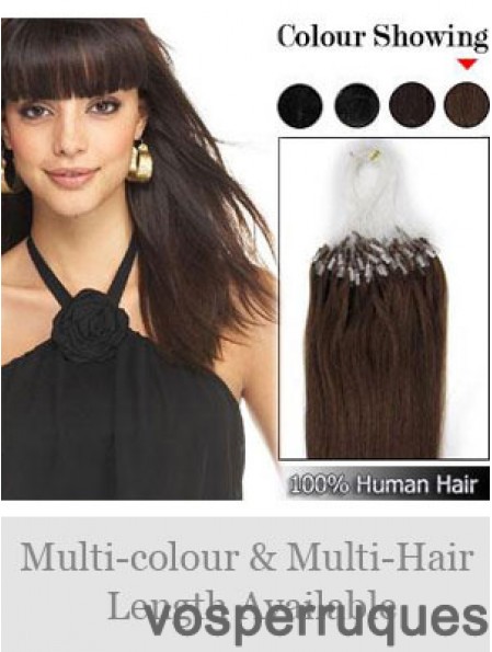 Extensions de cheveux d'anneau de micro-boucle droite marron flexible