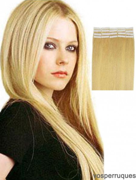 Bande de cheveux humains remy blonde droite et simple dans les extensions de cheveux