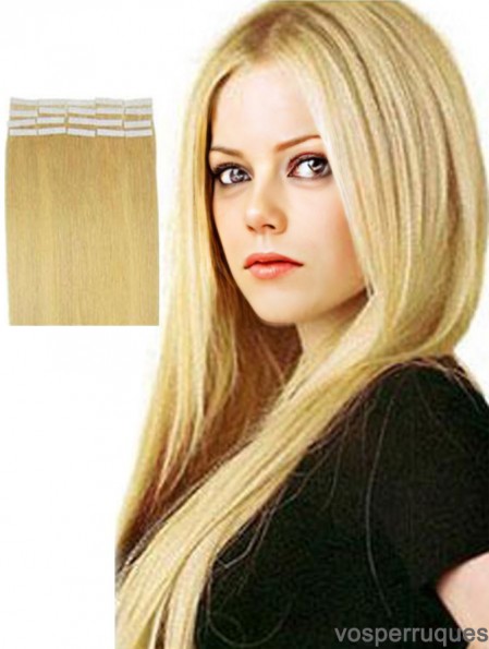 Bande de cheveux humains remy blonde droite et simple dans les extensions de cheveux